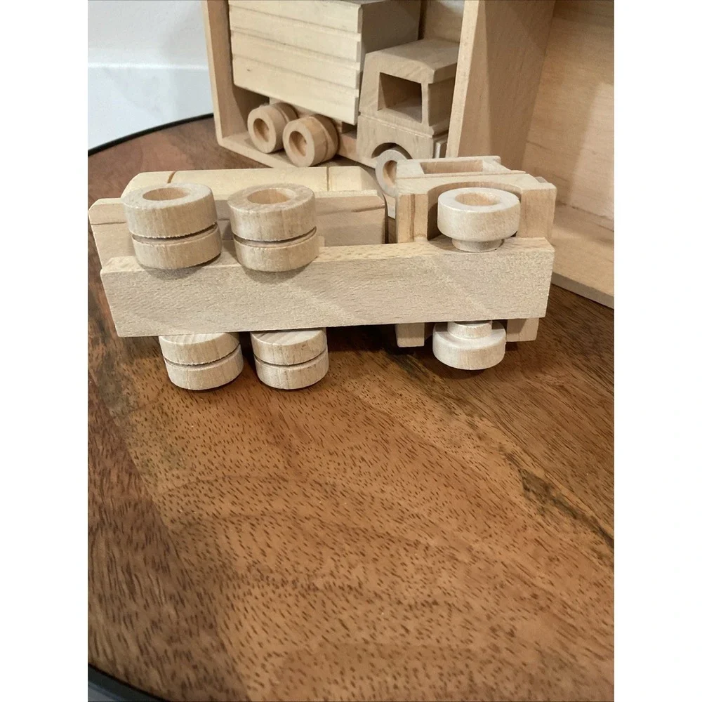 Handmade Vintage Wooden Truck set of 4 Trucks Cargo Display Decor Play Paint